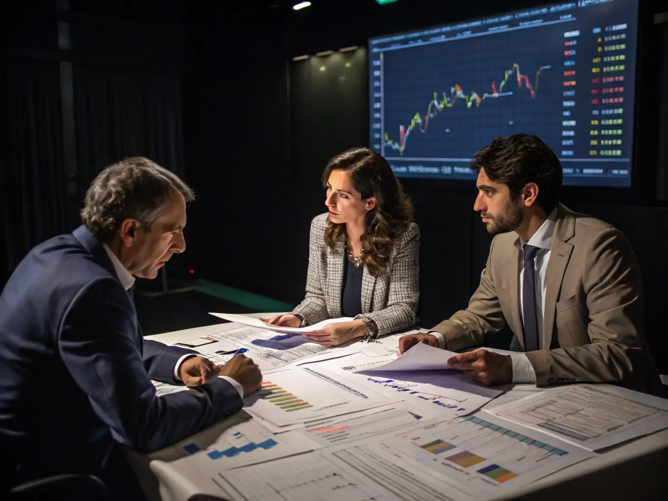 An image of a team of financial analysts reviewing market data and investment reports, emphasizing the importance of thorough due diligence.